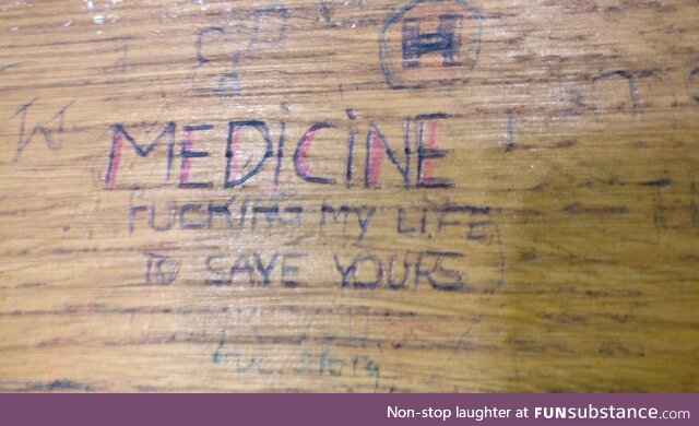 My sister just started med school and she found this on her table