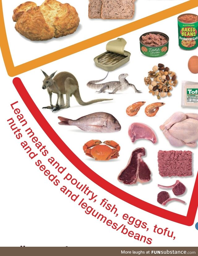 Aussie healthy eating chart has kangaroo and goanna (monitor lizard) on it