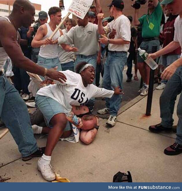 Keshia Thomas: Saves a KKK Rally member from getting beat up (1996)