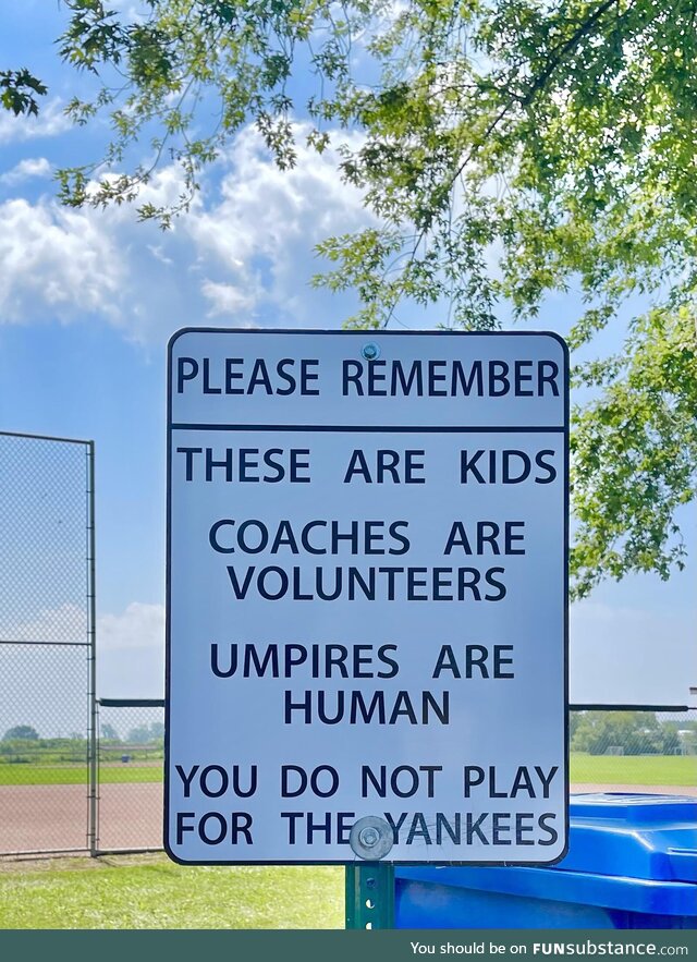 SIGN posted at a community ball field. Kingsville, ON