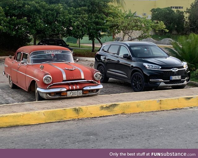 In Cuba the contrast between the different vehicles they drive was interesting