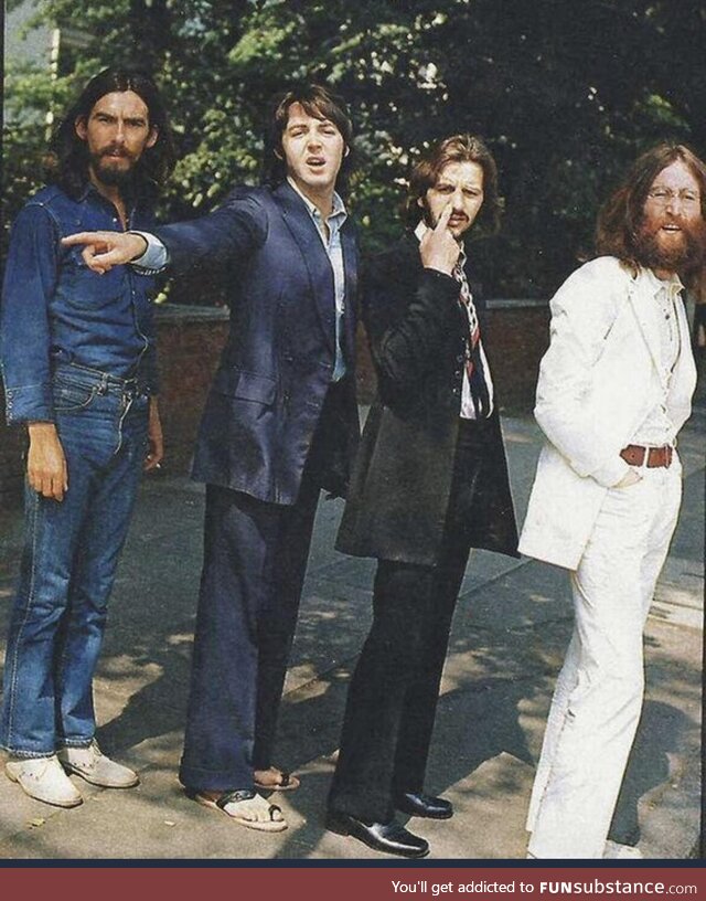 Just before the famous road crossing