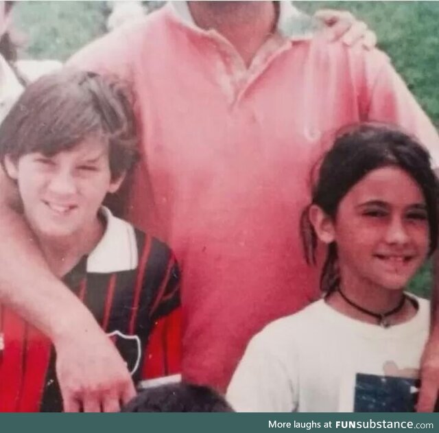 Young Leo Messi and his current wife Antonela Roccuzzo
