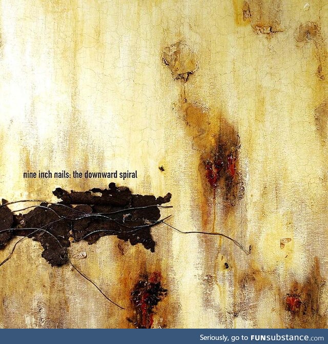 Album cover of The Downward Spiral by NIN, made by Russel Wells using dead Insects and