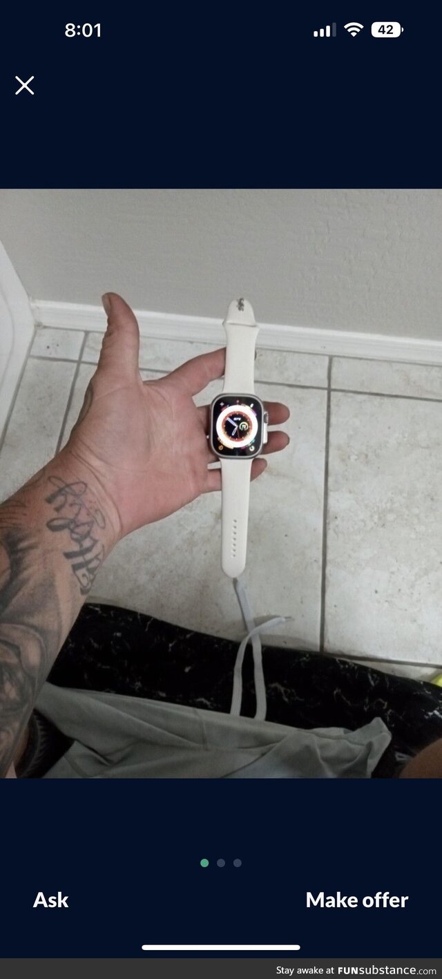Guy selling his watch from the toilet