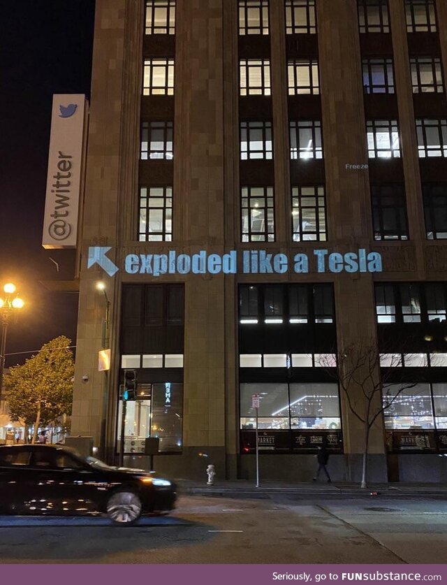 Projection on Twitter HQ in San Francisco