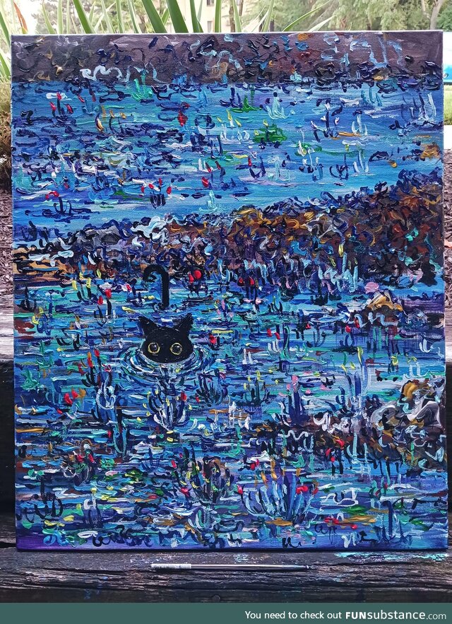 Cat dip, acrylics, 7/25/2024