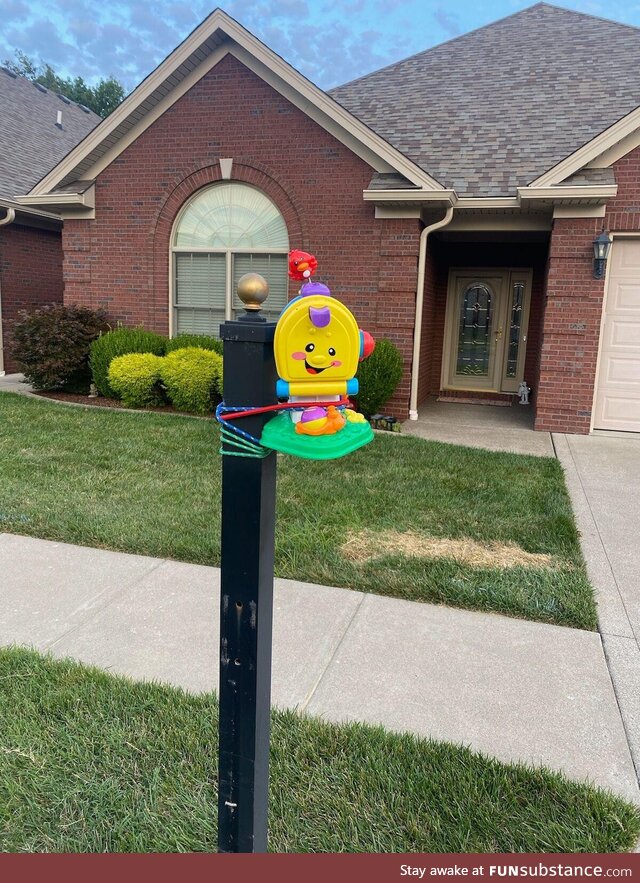 Friends mom ran over their mailbox and this was the replacement until they get it fixed