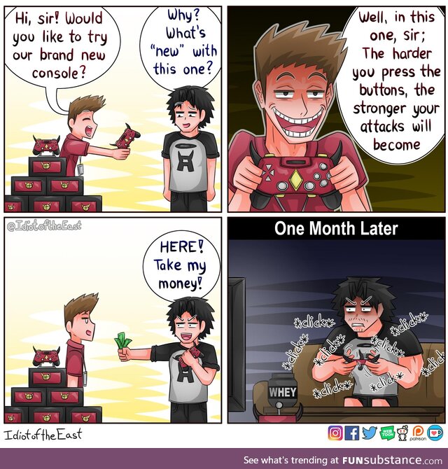 The harder you press the buttons, the stronger the attack