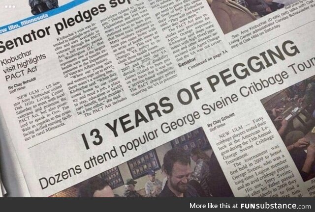 Hometown newspaper made our cribbage tournament sound super sexy