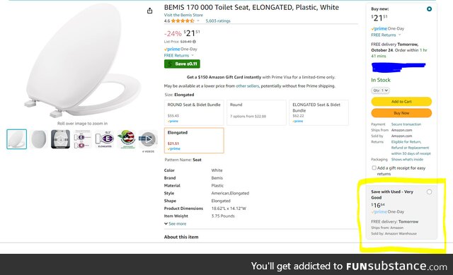 Was shopping around for toilet seats