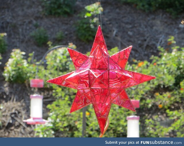 (OC) Hand made, Hand painted, candy cane painted, Moravian star