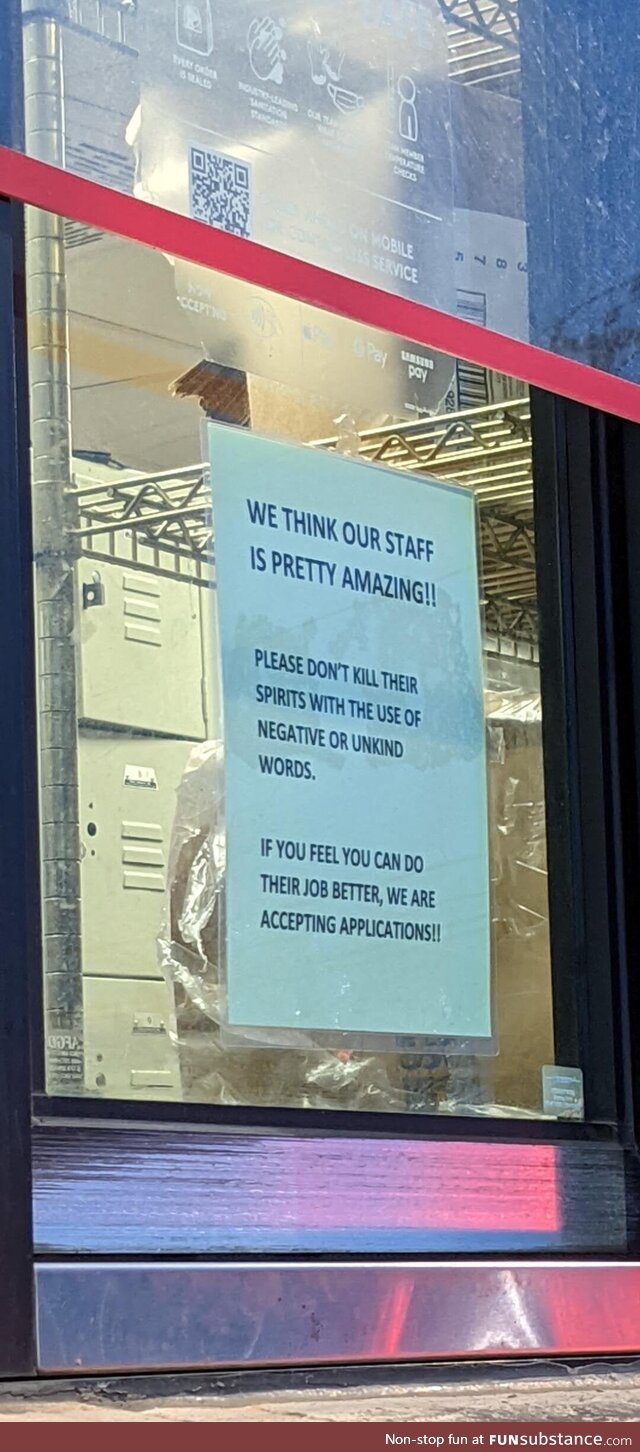 On the drive up window to a local fast food restaurant
