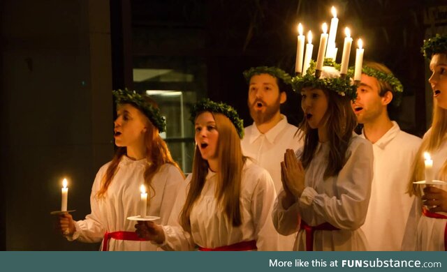 Today we celebrate Saint Lucy in Sweden, where one girl gets to be her and wear a candle