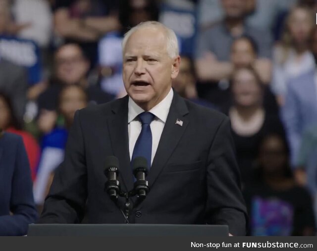 Tim Walz during first speech, as Kamala Harris’ running mate, in Philadelphia