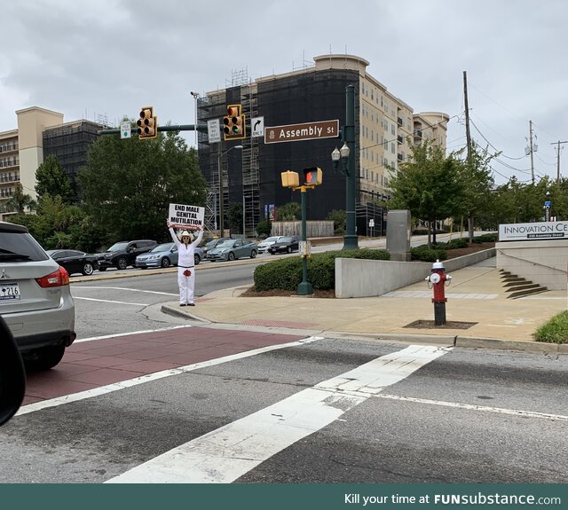 Just drove by some anti-circumcision protesters [OC]