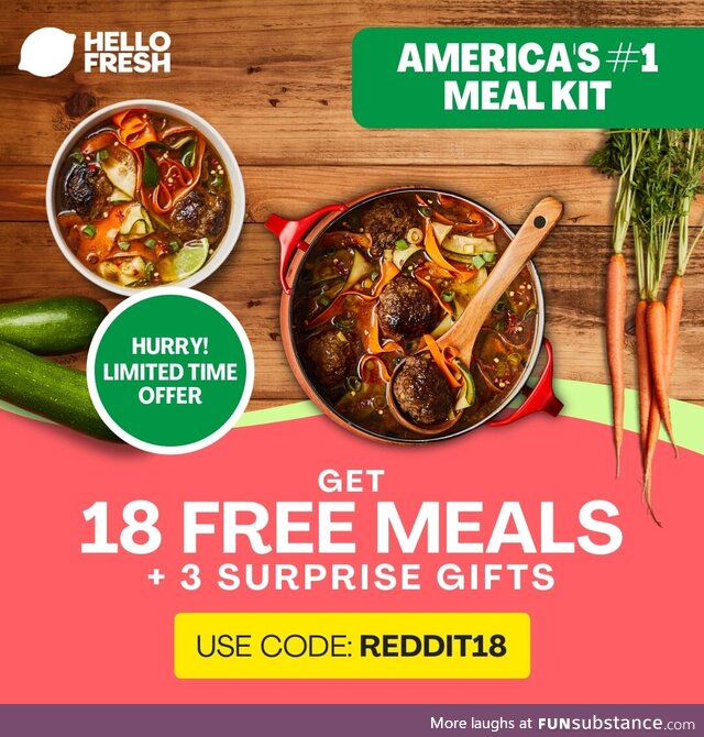 What's better than 18 Free Meals? 18 Free Meals AND 3 Free gifts. All you have to do is