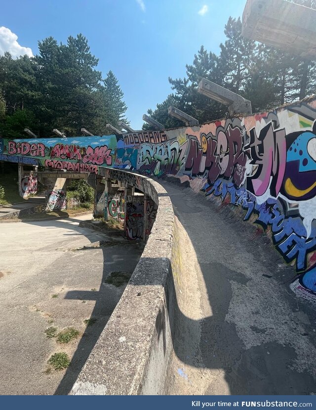Abandoned olympic track, bosnia