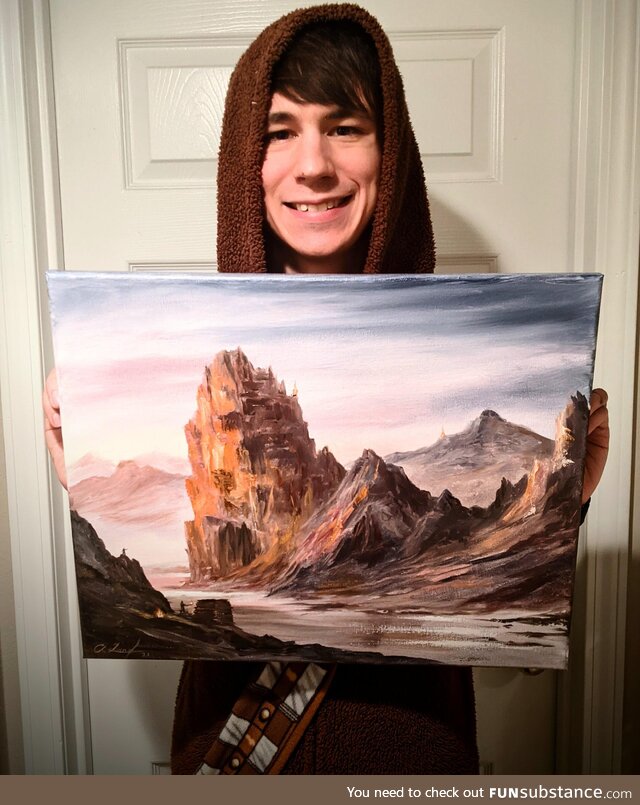A quick 2 hour oil painting I just finished! The Beacons of Amon Din :)