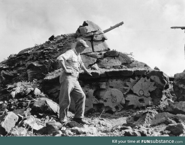 WWII Decoy Tank created by the Japanese on Iwo Jima out of pieces of soft volcanic stone