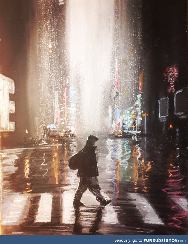 No hurry, charcoal and pastel art by me