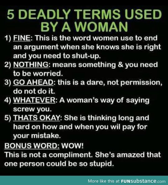 Five deadly words used by a woman