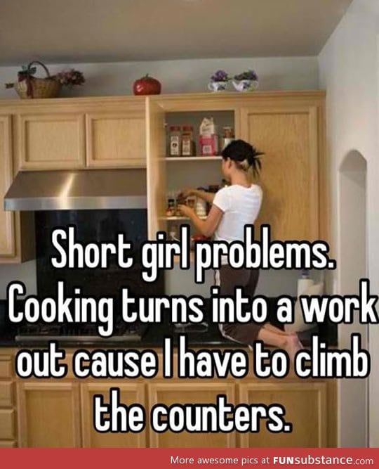 Short girl in the kitchen