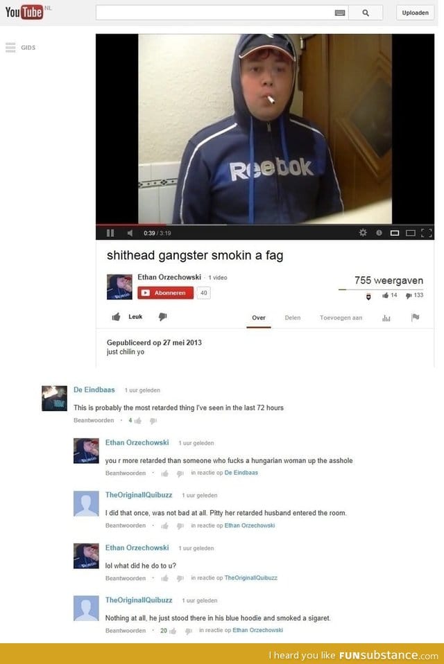 Smoking a fag