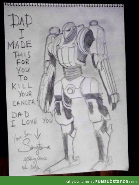 A little kid's drawing for his father