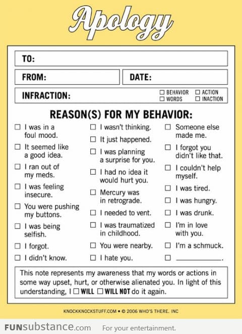 Apology Form