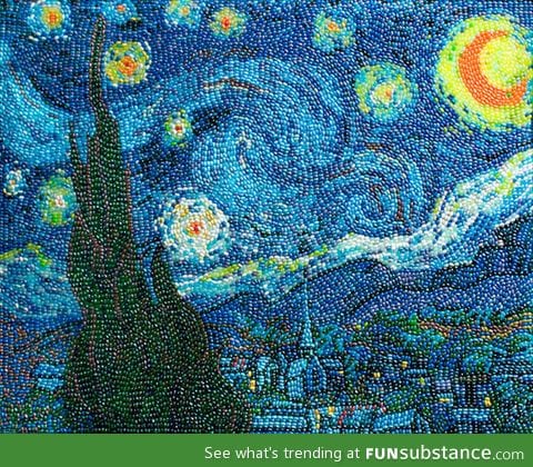 Starry Night made out of jelly beans