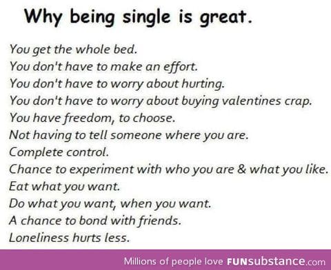 Why being single is great...