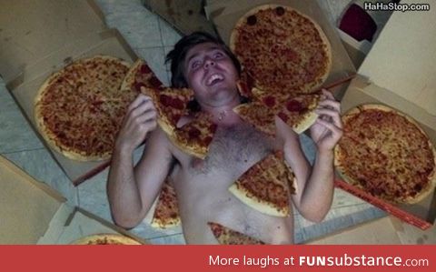 This guy loves pizza!