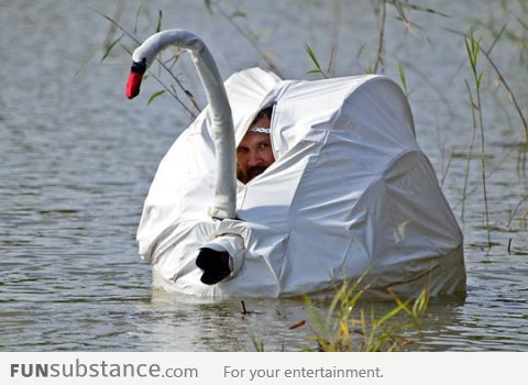 Photographer's camo in the lake