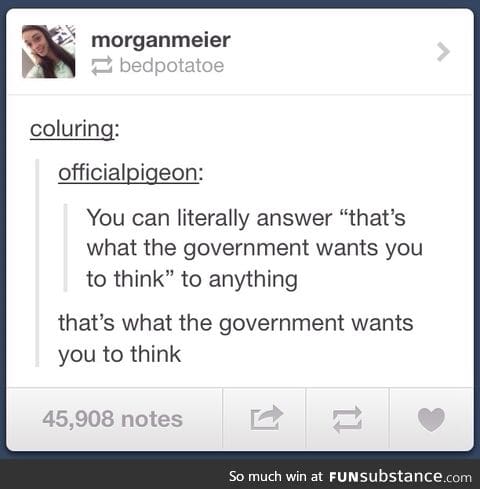 That's what the government wants you to think