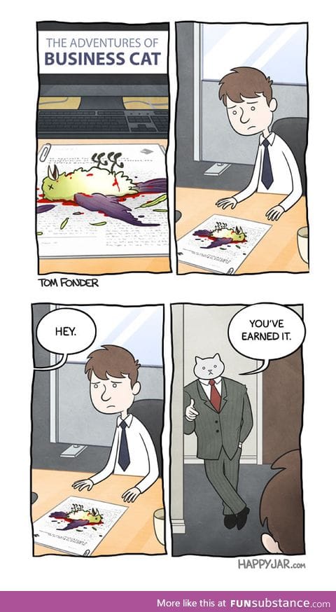 Business cat gives a pay raise