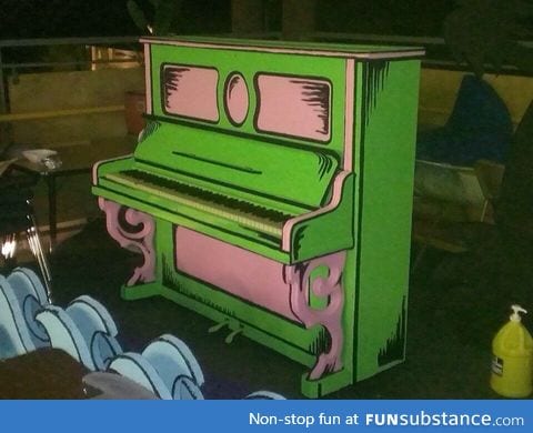 My friend painted a piano to look like a cartoon piano. This is the final result