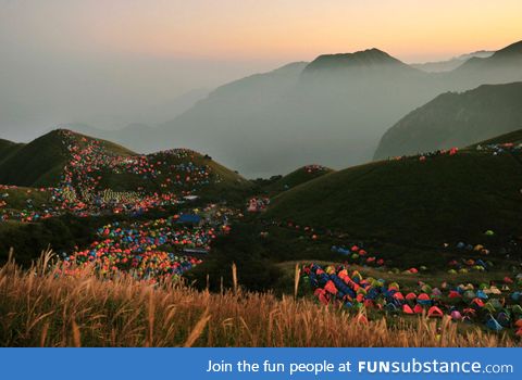 This is what it looks like when 15,000 people camp on one mountain