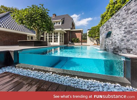 Glass swimming pool
