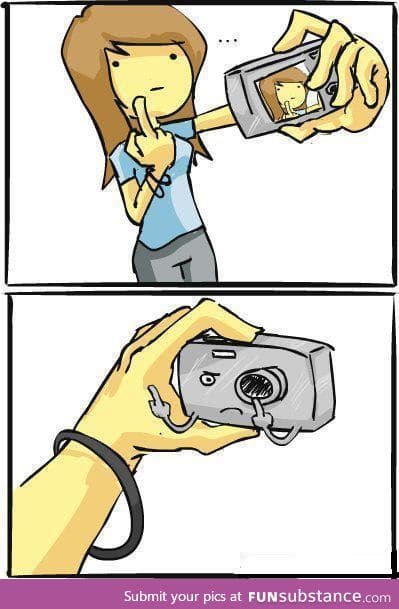 Everytime I see a girl doing a middle finger on a selfie