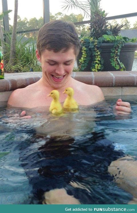 In the hot tub with two cute chicks