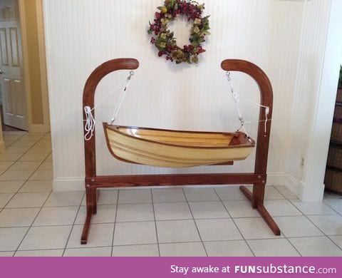 My friends father built her a baby crib. Stunning work