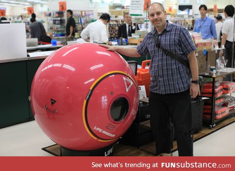 Tsunami evacuation pod for sale in a Japanese department store. DBZ anyone?