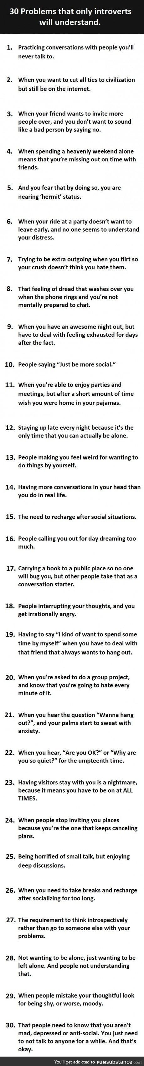 30 introvert problems