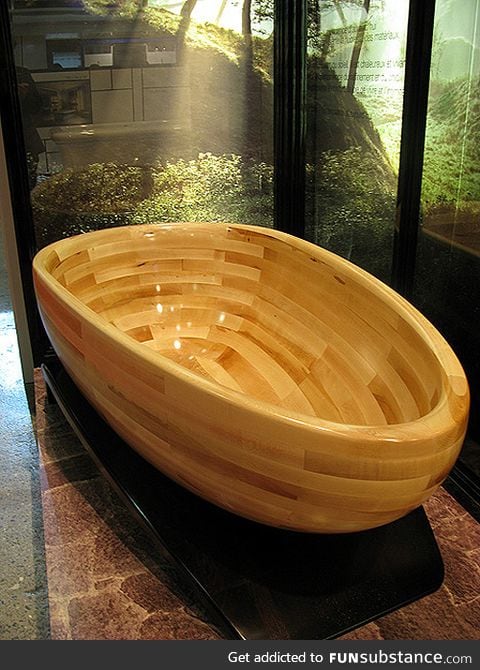 Beautiful wooden bathtub