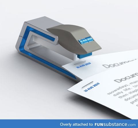 A stapler that staples and dates papers