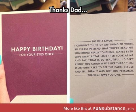 Birthday card from dad