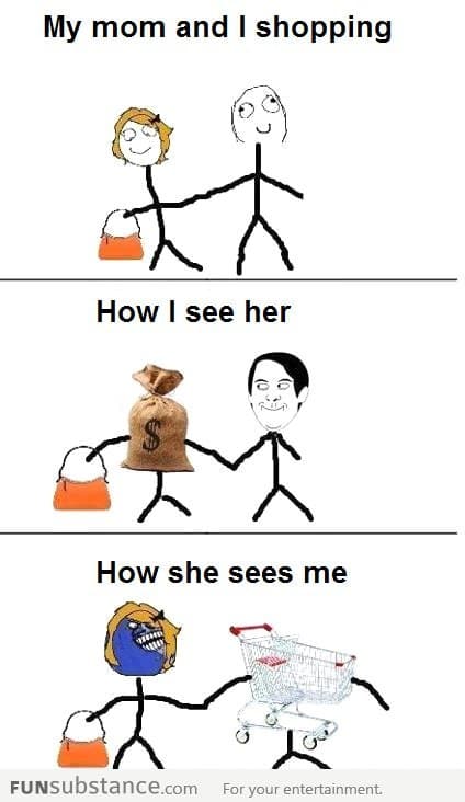 Mom and I shopping how we see each other