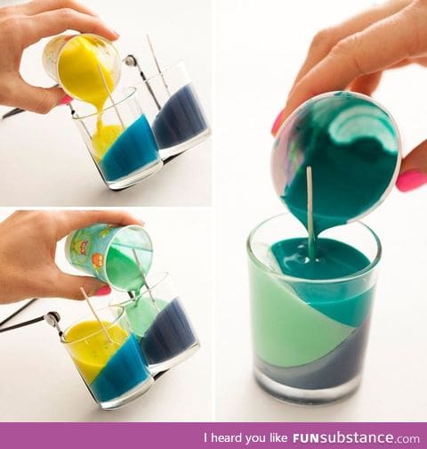 A candle made of melted crayons
