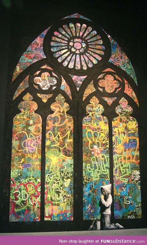 Banksy's stained glass